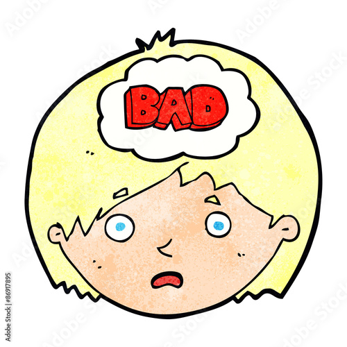 cartoon boy having bad thoughts