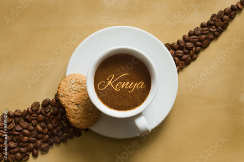 Obraz na płótnie Still life - coffee wtih text Kenya w salonie