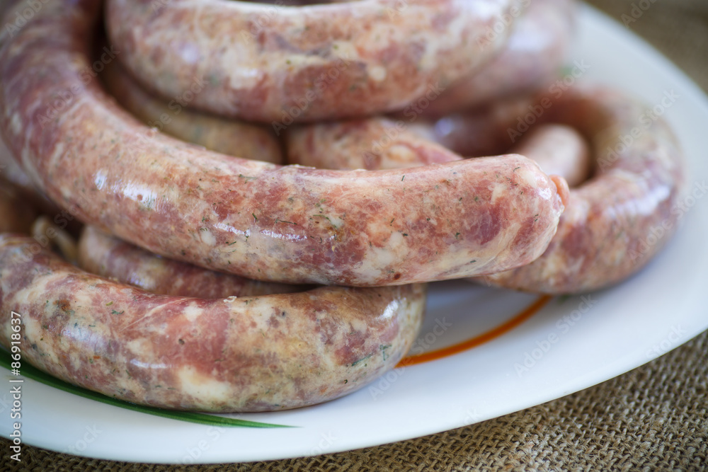homemade sausage with raw meat homemade sausage with raw meat