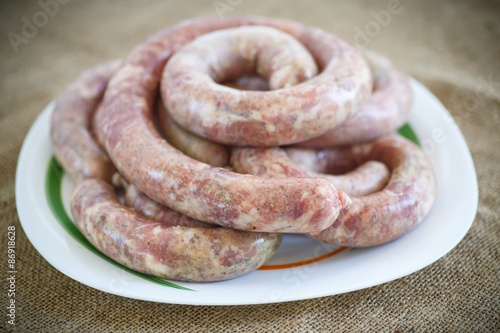 homemade sausage with raw meat