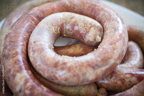 homemade sausage with raw meat