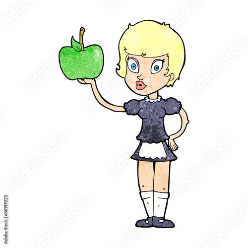 cartoon waitress with healthy food