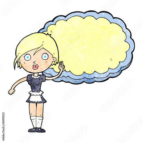 cartoon waitress with text space