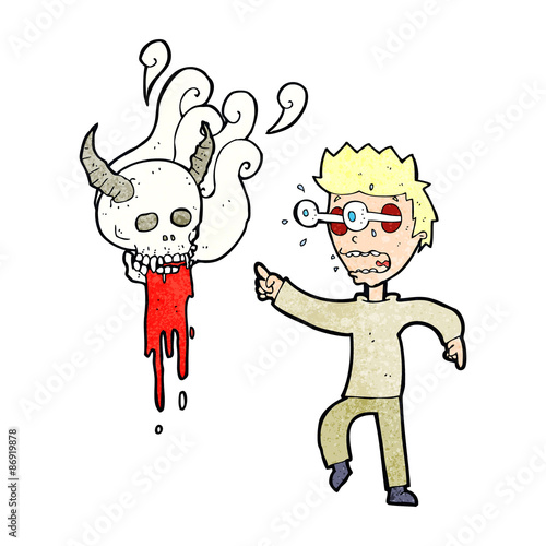 cartoon man haunted by ghost