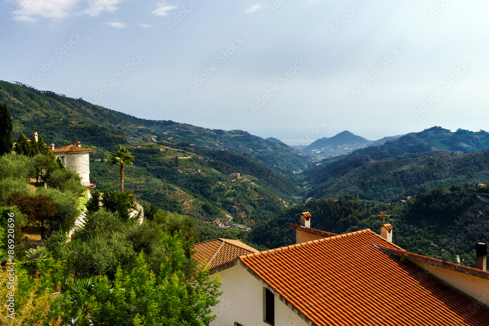 Perspective landscape view in high italien mountains