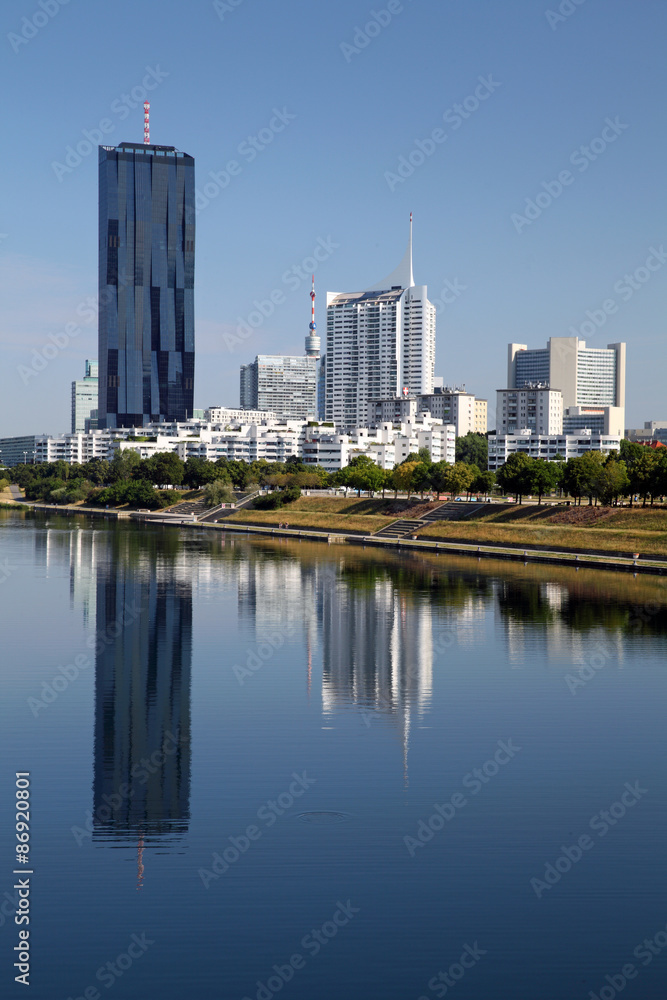 View of Donau City Vienna with DC Tower 1