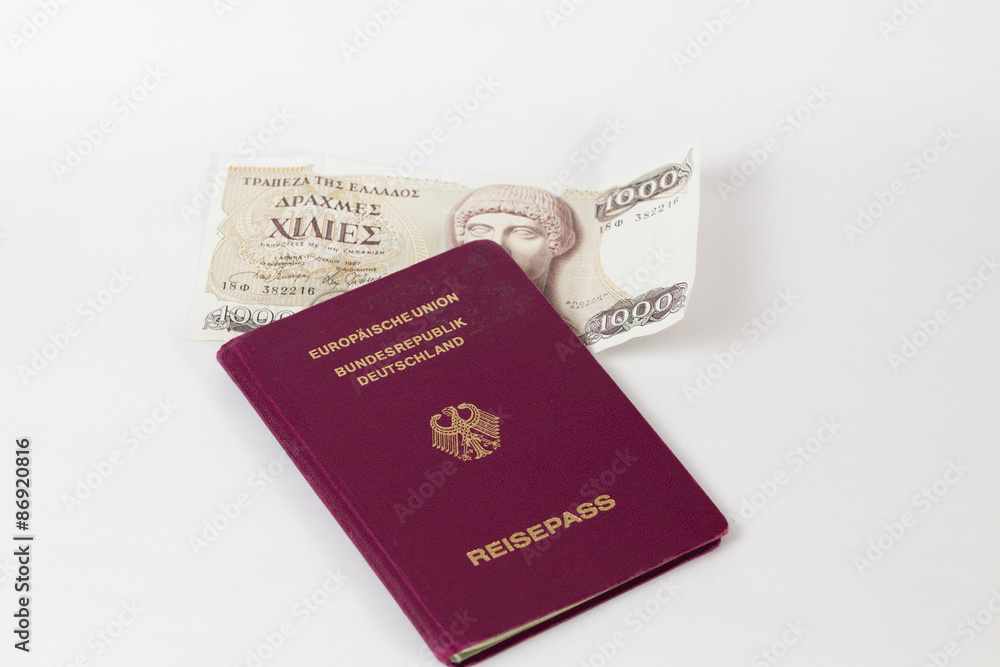 Eintausend Drachmen und Reisepass Eintausend Drachmen und Reisepass