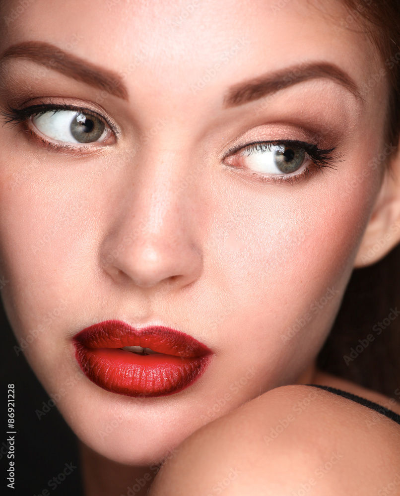 Close up portrait of beautiful young woman face Close up portrait of beautiful young woman face