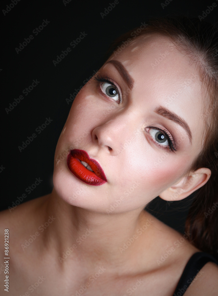 Close up portrait of beautiful young woman face Close up portrait of beautiful young woman face