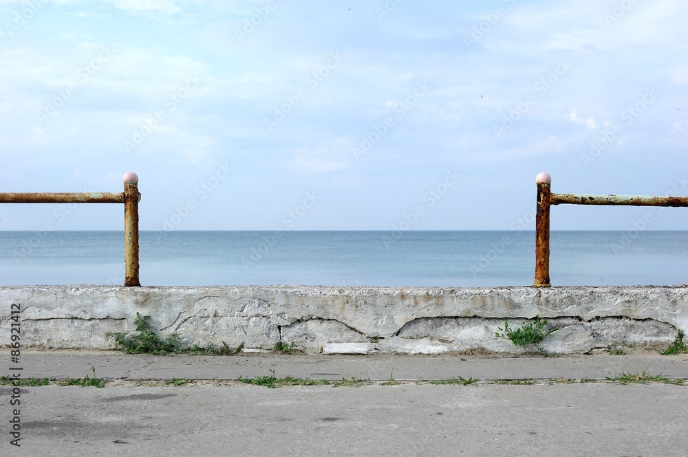 Abandoned Seaside Balustrade