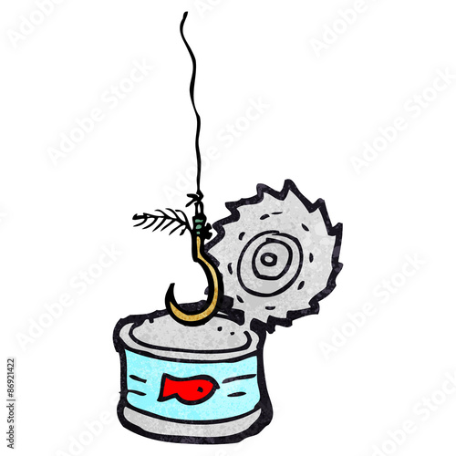 tuna can and fish hook cartoon