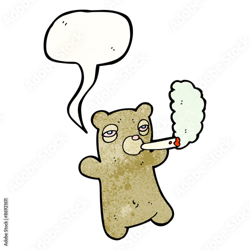 cartoon teddy bear smoking marijuana