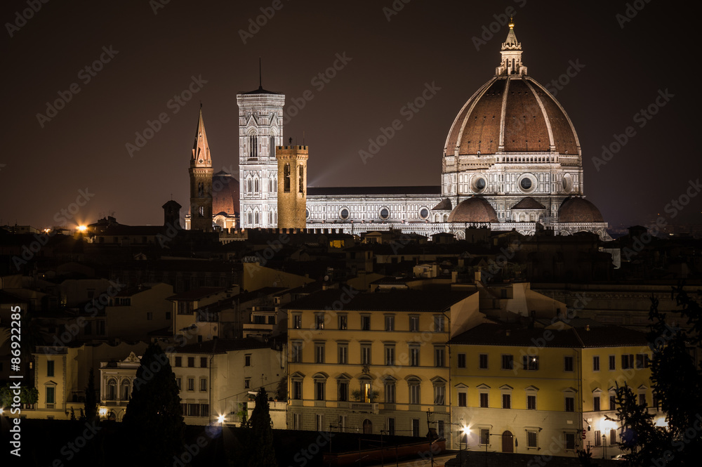 Fototapeta premium Florence by Night. Landscape from Piazzale Michelangelo 