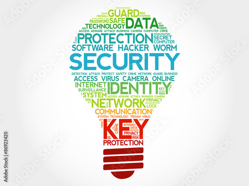 SECURITY bulb word cloud, business concept