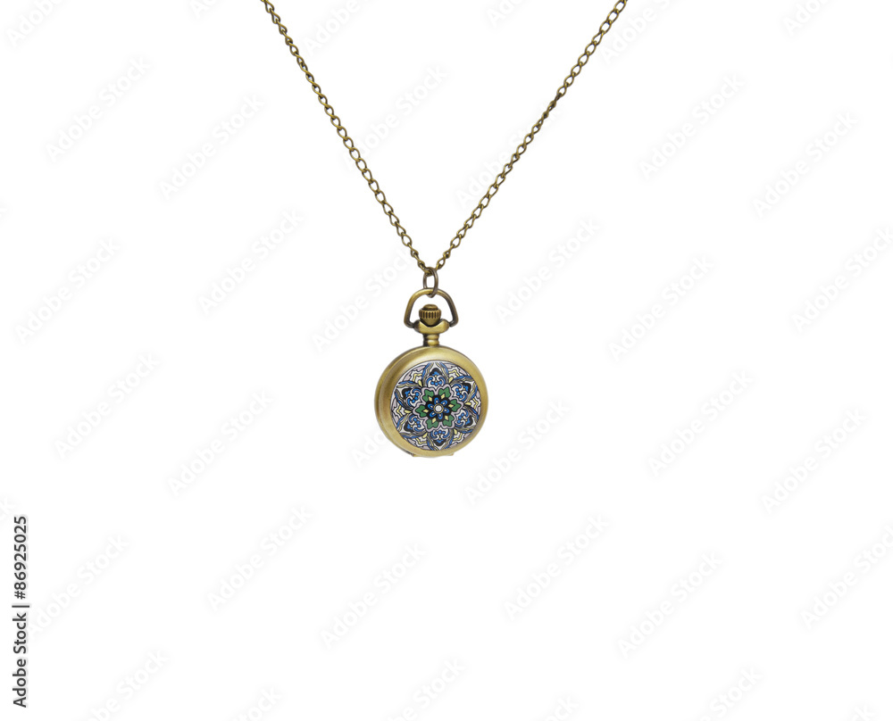 Nice necklase isolated on the white (pocket clock) Nice necklase isolated on the white (pocket clock)