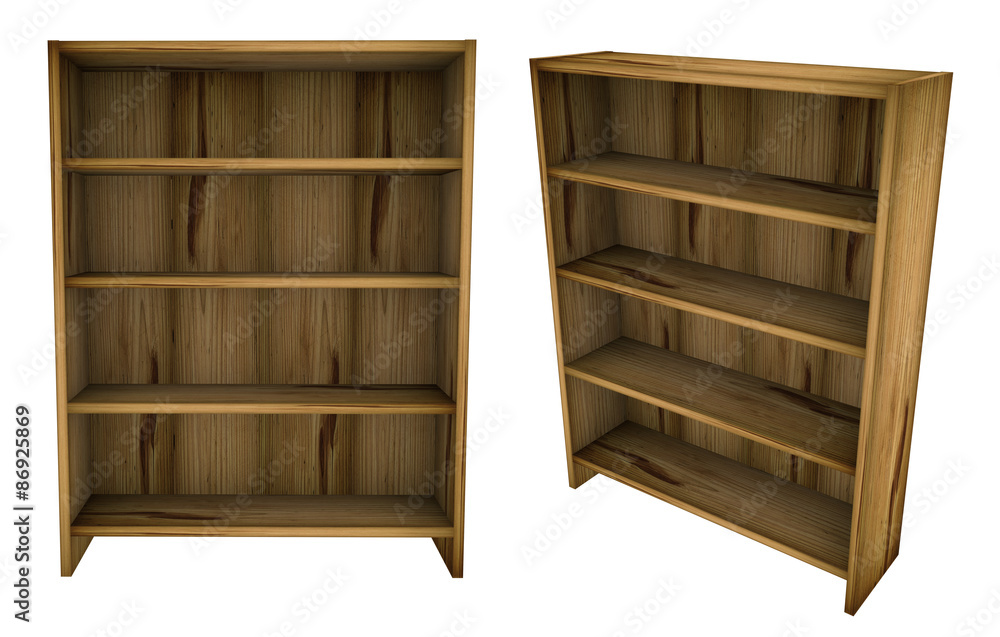Empty blank wooden book shelf Empty blank wooden book shelf