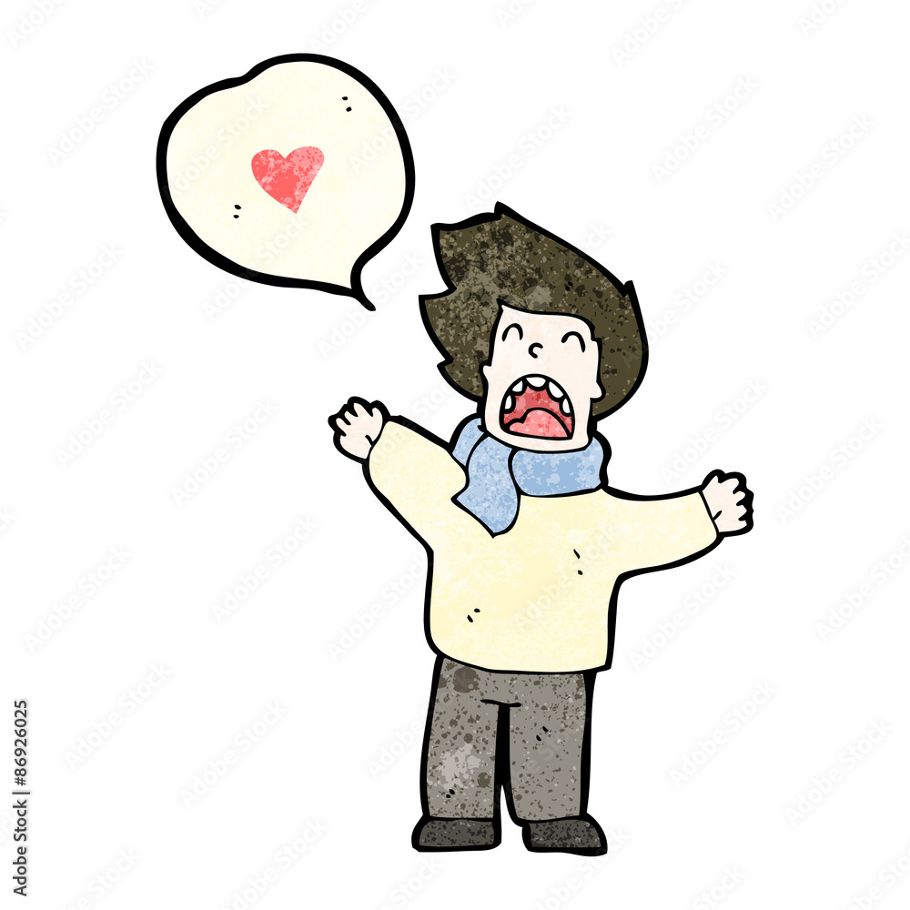 Fototapeta premium cartoon man delcaring his love