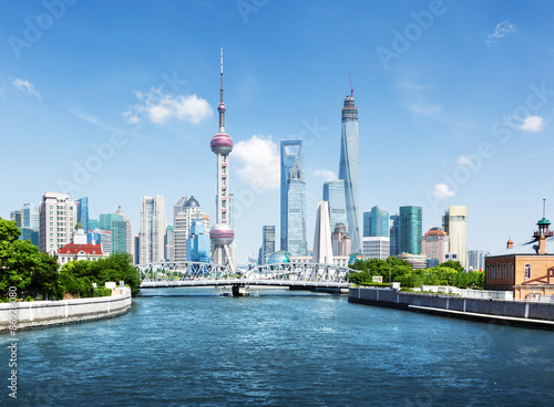 Photography Shanghai skyline in sunny day, China