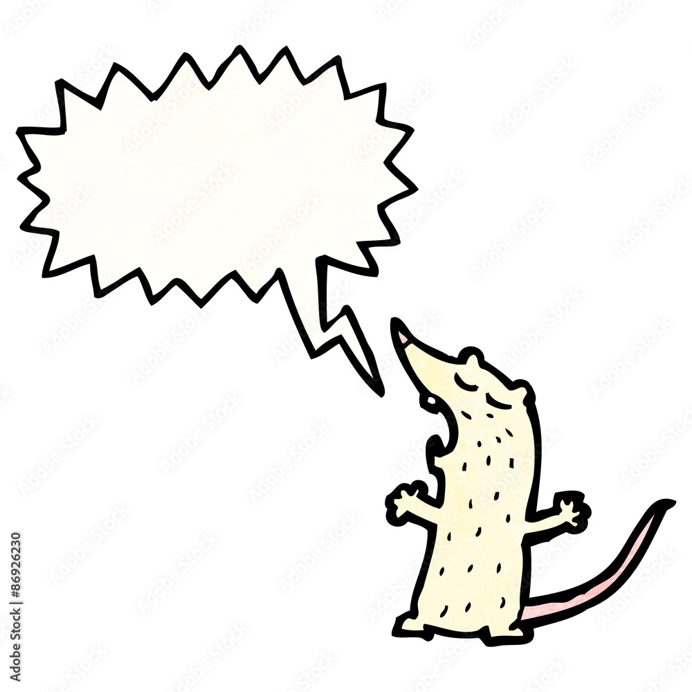 cartoon white mouse with speech bubble cartoon white mouse with speech bubble