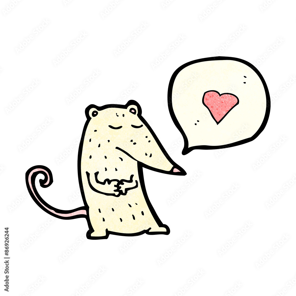 Obraz premium cartoon white mouse with speech bubble