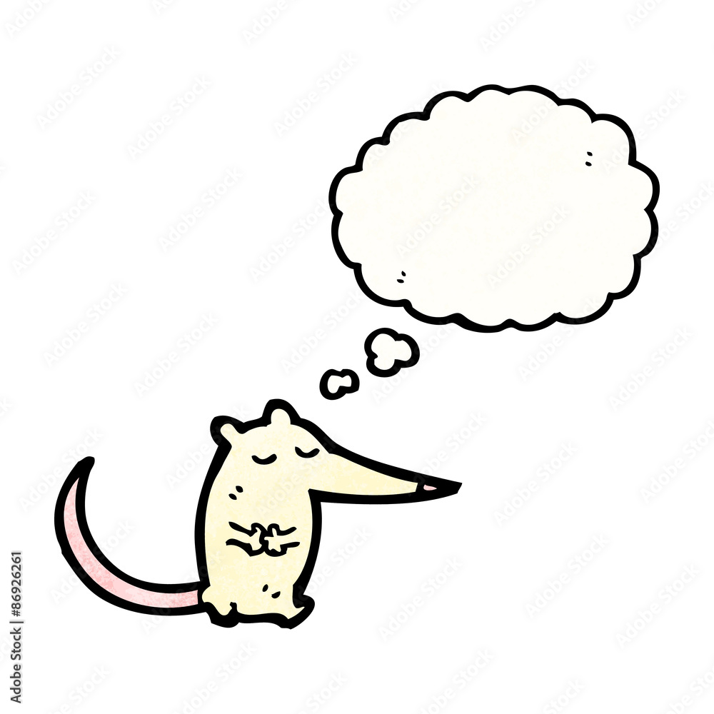 cartoon white mouse with thought bubble cartoon white mouse with thought bubble