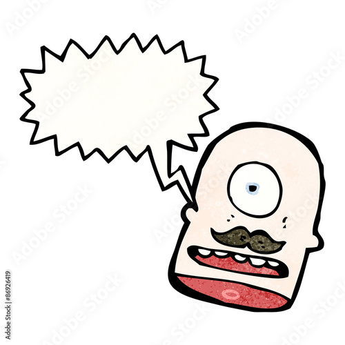 cartoon monster head with speech bubble