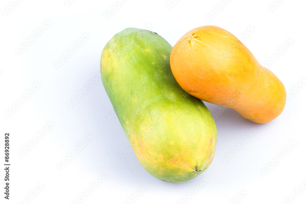ripe papaya fruit isolated on white background ripe papaya fruit isolated on white background