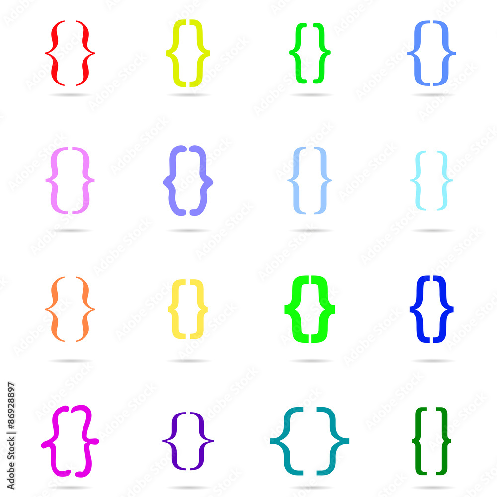 Curly bracket icon colored set vector de Stock Adobe Stock