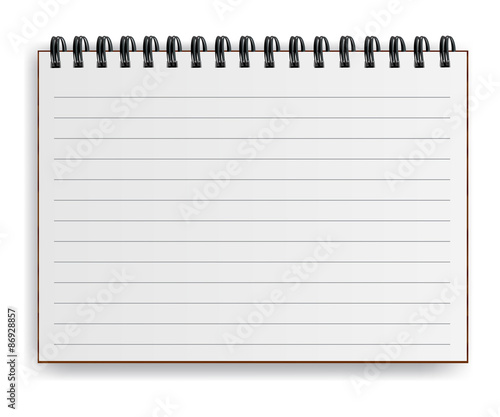 Blank realistic spiral notebook with shadow