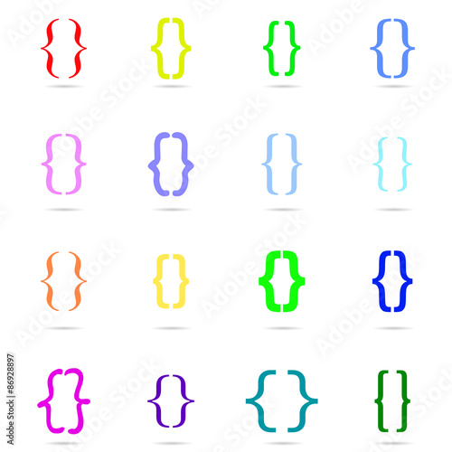Curly bracket icon colored set