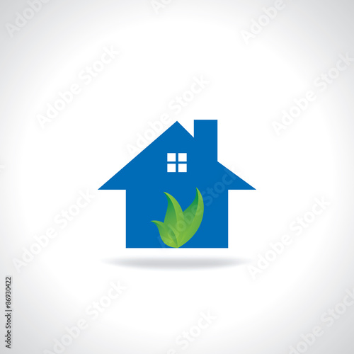 creative house with green leaf vector 
