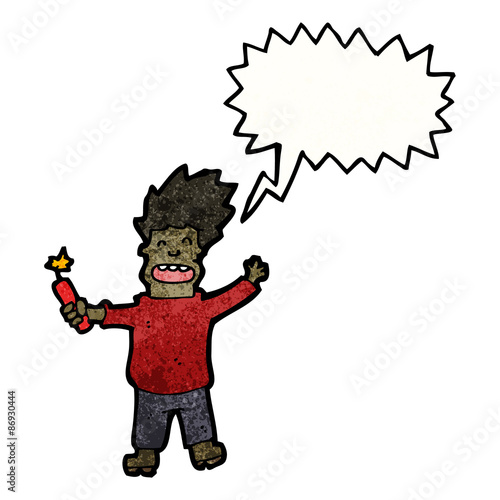 cartoon man with dynamite