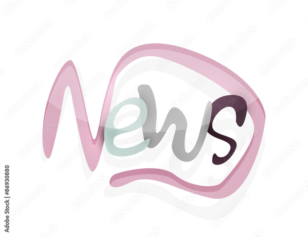 News word, drawn lettering typographic element News word, drawn lettering typographic element