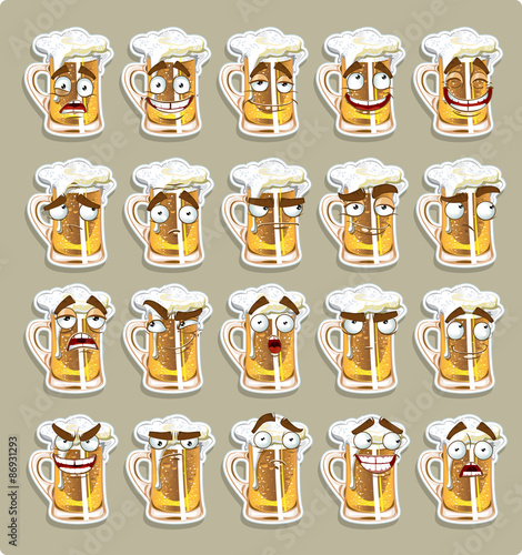cute series of smiles beer stickers