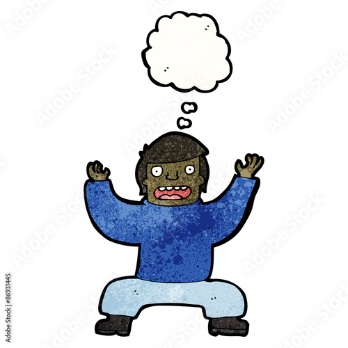 cartoon man squatting