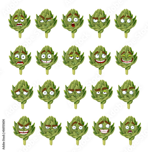 green fresh useful eco-friendly artichoke smiles emotions