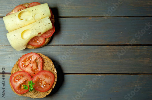 Tomato and cheese sandwich ...