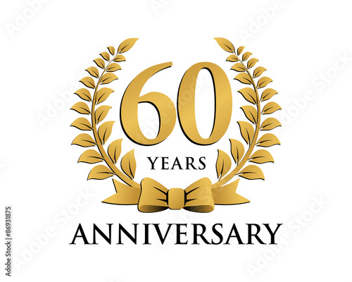 anniversary logo ribbon wreath 60
