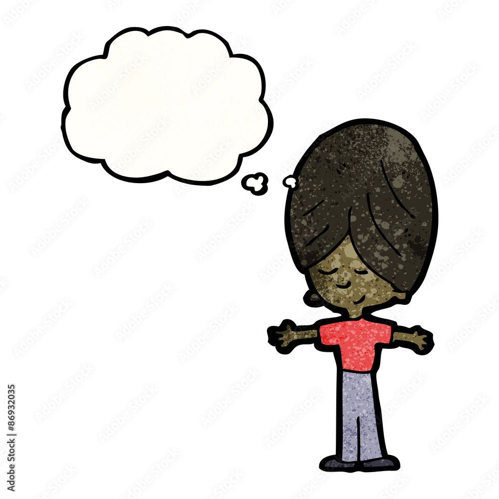 Obraz premium cartoon boy with thought bubble