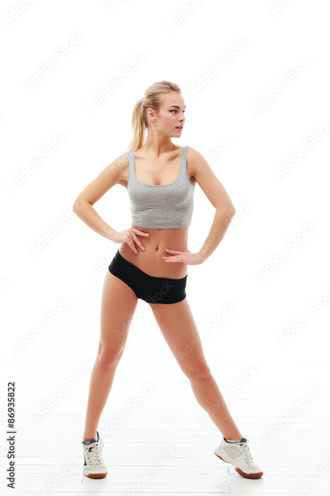 Fitness healthy women exercise in studio isolated Fitness healthy women exercise in studio isolated