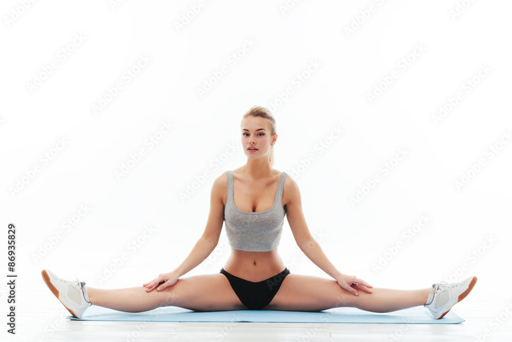 Fitness healthy women exercise in studio isolated Fitness healthy women exercise in studio isolated
