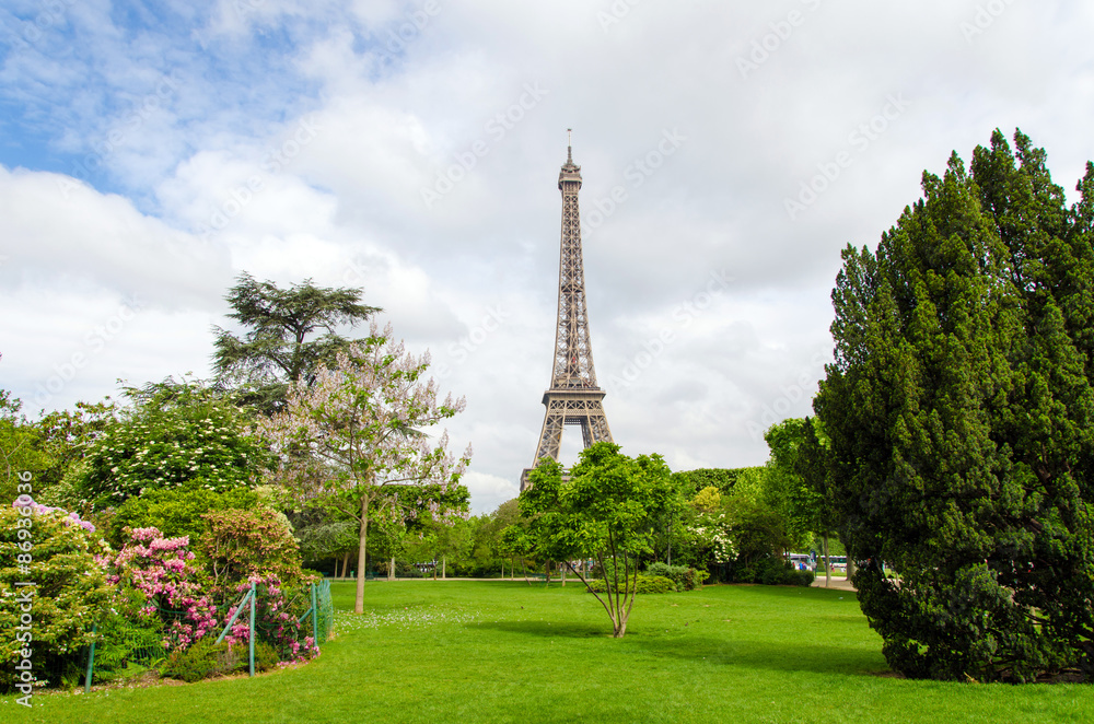 Champ de Mars Park with Eiffel Tower