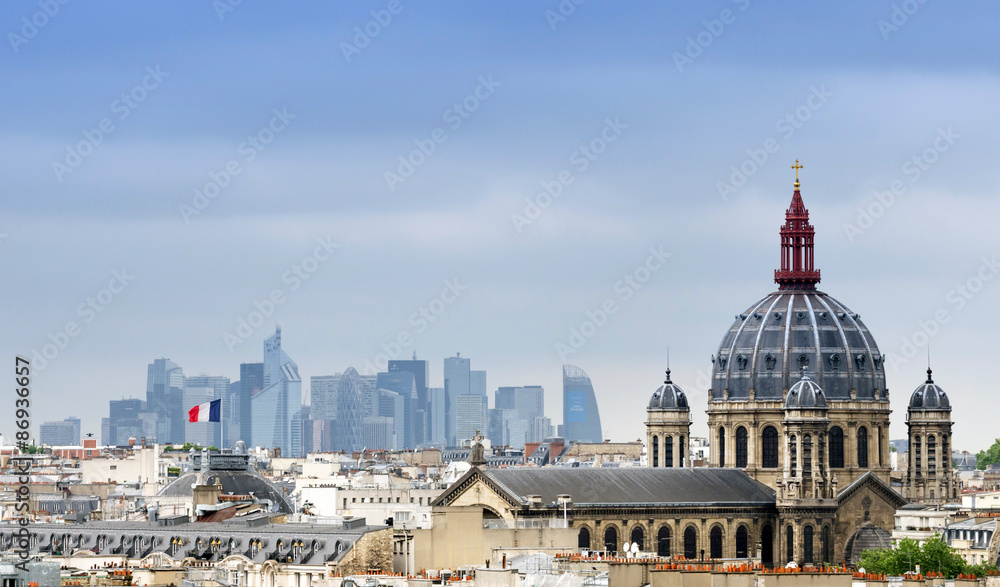 Saint-Augustin Church with La Defense in The Background.