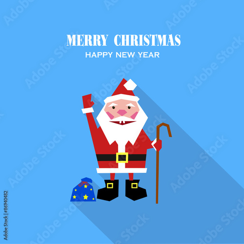 cheerful Santa Claus with gifts