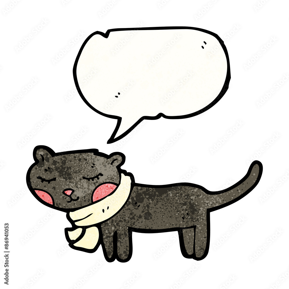 Obraz premium cartoon black cat with speech bubble