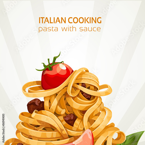 Italian Cooking pasta with sauce banner