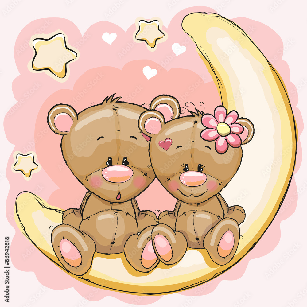 Obraz premium Two Bears on the moon