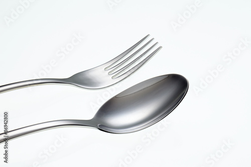 Fork and Spoon isolated on white background.