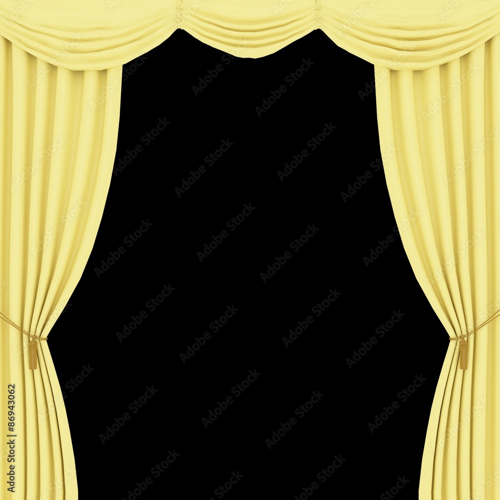 yellow curtains on a black background