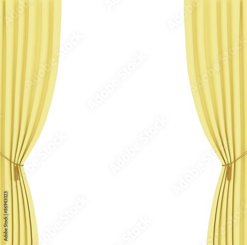yellow curtains on white background